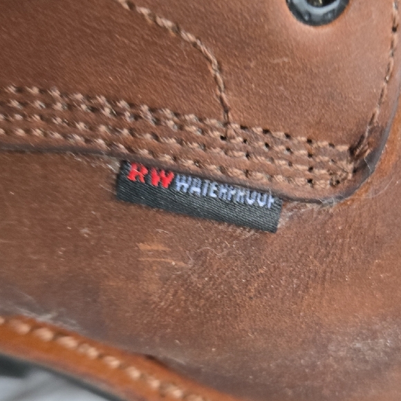 Red Wing Shoes Rustic Brown Boots with Mustard Laces - Picture 3 of 6